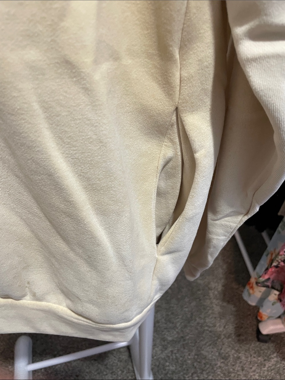 Beige Strawberry Print Graphic Hoodie Sweatshirt - Womens - Picture 5 of 7